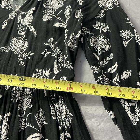 Tiered Maxi Dress Womens M Floral V-Neck Long Sleeve Boho Cottagecore Modest - Picture 9 of 15